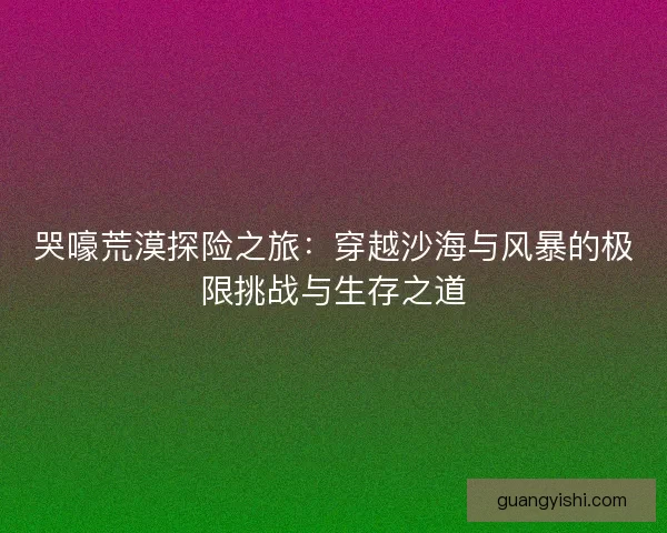 哭嚎荒漠探险之旅：穿越沙海与风暴的极限挑战与生存之道