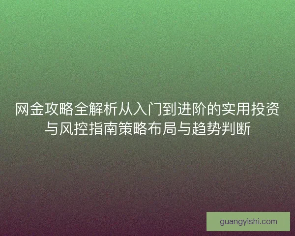 网金攻略全解析从入门到进阶的实用投资与风控指南策略布局与趋势判断