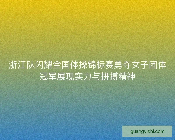 浙江队闪耀全国体操锦标赛勇夺女子团体冠军展现实力与拼搏精神