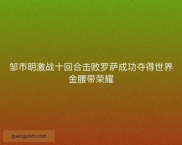 邹市明激战十回合击败罗萨成功夺得世界金腰带荣耀