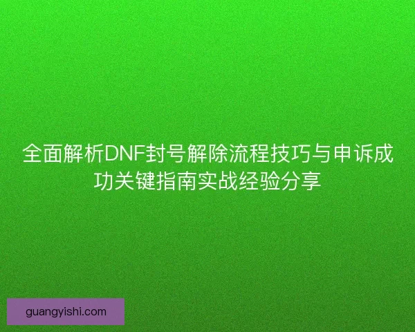 全面解析DNF封号解除流程技巧与申诉成功关键指南实战经验分享