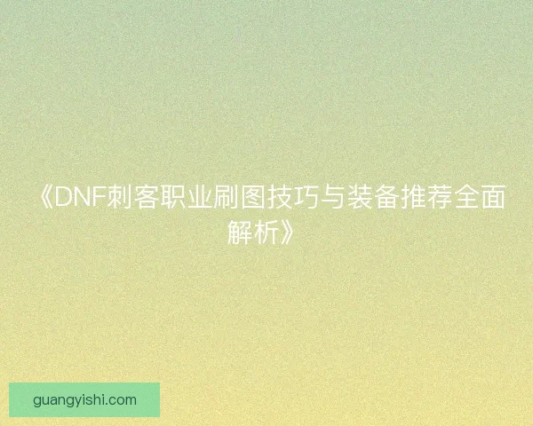 《DNF刺客职业刷图技巧与装备推荐全面解析》