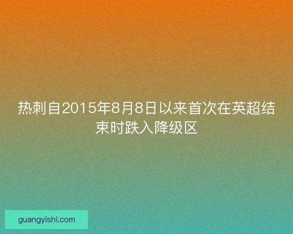 热刺自2015年8月8日以来首次在英超结束时跌入降级区